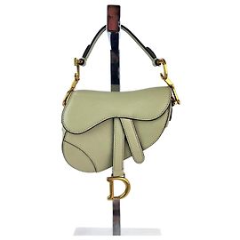 Bolsa Micro Saddle em couro de cabra verde claro com alça Christian Dior Verde