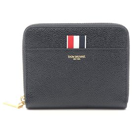 Runder Leder Geldbeutel Thom Browne schwarz Schwarz
