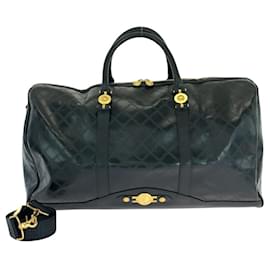 Versace-Bolsa Boston em couro Sunburst da Versace-Preto
