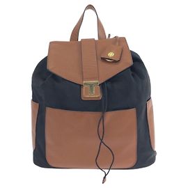 Mochila de Nylon e Couro Tory Burch Preto