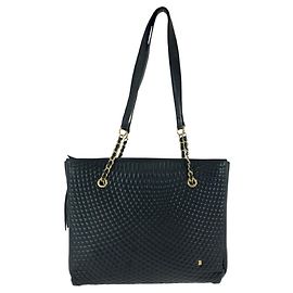 Bally Vintage gesteppte Fransen-Leder-Tasche Schwarz