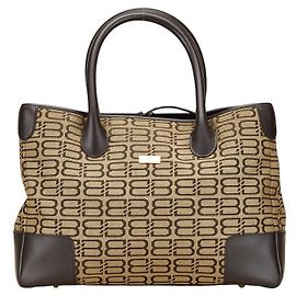 Balenciaga BB Logo Canvas Leather Handbag Brown Beige