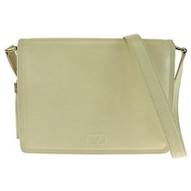 Valentino Garavani Bolso de hombro de cuero vintage Valentino con borlas Blanco