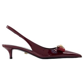 T.45 Tacones - Versace - Cuero - Burdeos Roja Burdeos