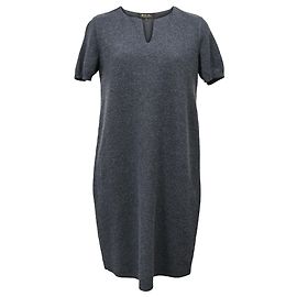 Robe en cachemire gris à manches courtes Loro Piana Gris