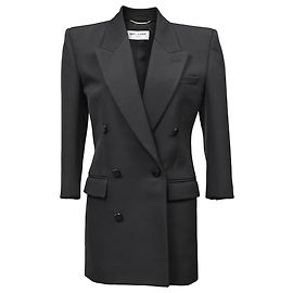 Saint Laurent Double-Breasted Blazer in Black Wool Black