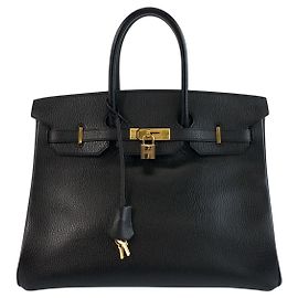 Borsa Hermès Birkin 35 Nera Hardware Dorato Nero