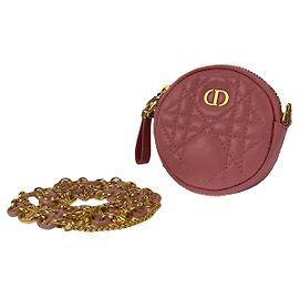 Mini borsa a tracolla rotonda Cannage Caro in pelle Dior Rosa