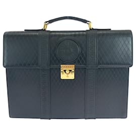 Versace-Pasta de couro vintage Sunburst da Versace-Preto