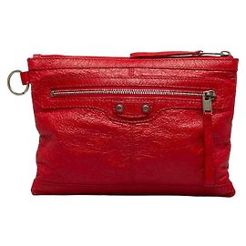 Clutch in pelle M Classic Clip di Balenciaga Rosso