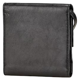 Balenciaga-Carteira 2 em 1 de couro com logo B da Balenciaga-Preto