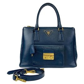 Prada Saffiano Leather 2way Handbag Blue