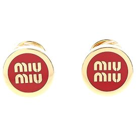 Boucles d'oreilles en métal émaillé Miu Miu dorées Doré Métallisé
