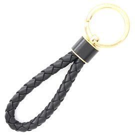 Bottega Veneta Intrecciato Leather Keychain Black