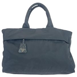 Prada Nylon Tessuto Logo Tote Bag Black