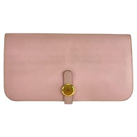 Cartera Larga Dogon Hermès Rosa Oro Rosa