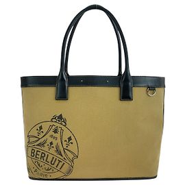 Berluti Canvas/Leather Forever Lodge Tote Bag Brown Beige