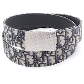 Christian Dior Dior Oblique Canvas Leather Belt Blue
