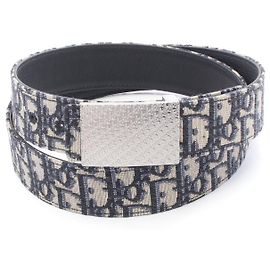 Christian Dior Dior Oblique Canvas Ledergürtel Blau