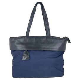 Prada Nylon Tessuto Bicolor Tote Bag Black