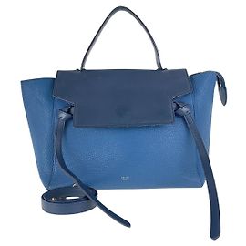 Céline Bolsa de cinto de couro Celine bicolor azul marinho e dourado Azul