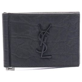 Yves Saint Laurent Saint Laurent Leather Monogram Bifold Wallet Black