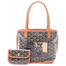Goyard Anjou Mini Tote Bag PVC Leather Black