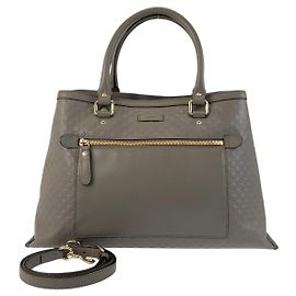 Gucci Leder Microguccissima Tote Bag Grau