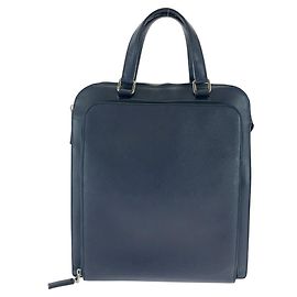 Prada Saffiano Leather Tote Bag Blue