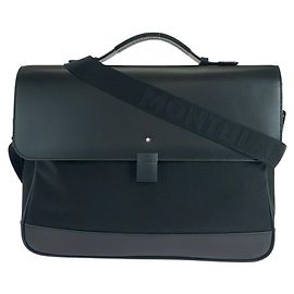 Montblanc Nightflight Canvas Leather Briefcase Black