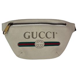 Bolsa sling de couro branco com logo Gucci e faixa Web Branco
