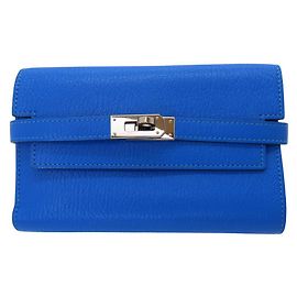 Hermès Hermes Kelly Wallet Chevre Bifold Wallet Blue