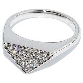 Prada K18WG Diamond Signet Ring White