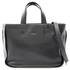 Furla Leder Tote Bag Schwarz Schwarz