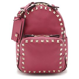Valentino Garavani Rockstuds Leather Backpack Pink Fuschia