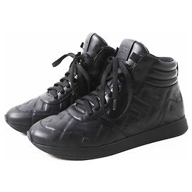 Baskets en cuir avec logo FF de Fendi Noir