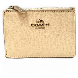 Coach 52394 Leather Card Case Beige