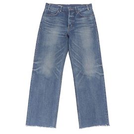 Céline Calça de denim de algodão com botão Celine Azul Outro