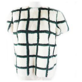 Christian Dior 5A26586A6035 Mink Silk Short Sleeve Top Black White Green