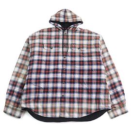 Camicia con cappuccio in cotone a quadri sbiancati in acciaio inossidabile Balenciaga 23 Multicolore