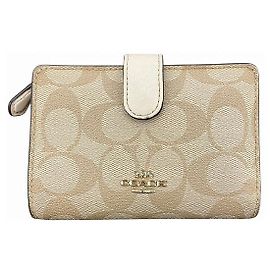 Coach Signatur PVC Canvas Geldbörse Weiß Beige