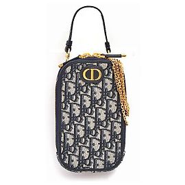 Christian Dior 30 Montaigne Oblique Phone Holder Blue Navy blue
