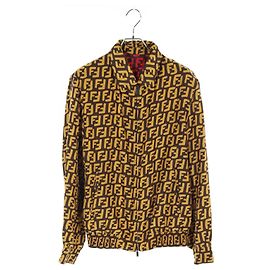 Fendi FF Pattern Silk Rayon Blouson Brown Red Yellow