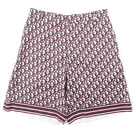 Dior Oblique Seiden-Shorts Weiß Rot Marineblau