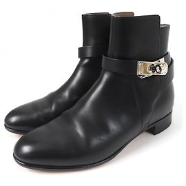 Hermès Hermes Kelly buckle leather boots Black