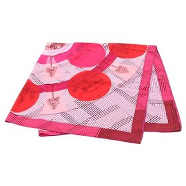 Hermès Cachecol de seda e caxemira Hermes JEU DES OMNIBUS ET DAMES BLANCHES Rosa Multicor