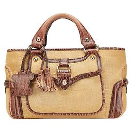 Céline Celine Boogie Bag Raffia Leather Tote Bag Brown Beige