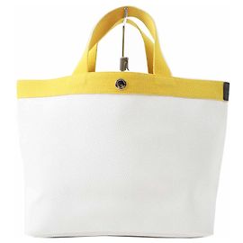 Autre Marque Sac tote en toile enduite Herve Chapelier 704 Blanc Jaune