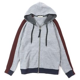 Marni Parker Acrylic Wool Jacket Grey Dark red Navy blue