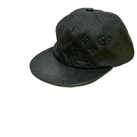 Louis Vuitton Monogram Cuir Leather Cotton Cap Black